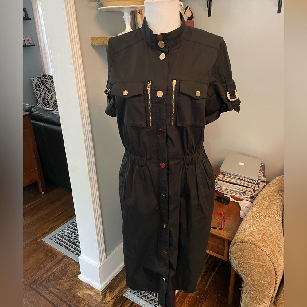 Tory Burch utility shirt dress black womens 8